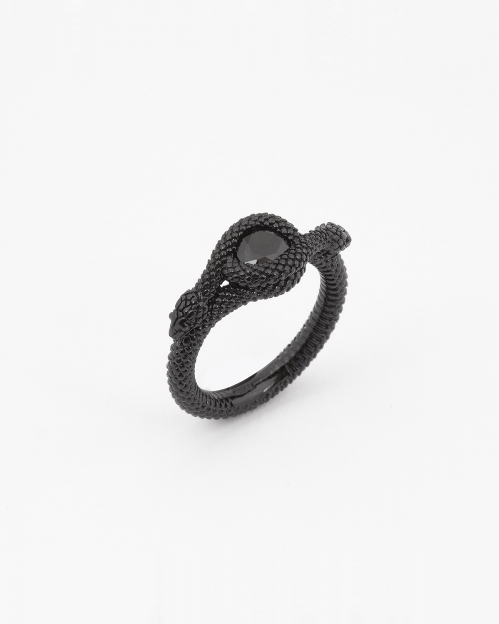 Rings SOLITAIRE BLACK CUBIC ZIRCONIA SNAKE FINE RING NOVE25