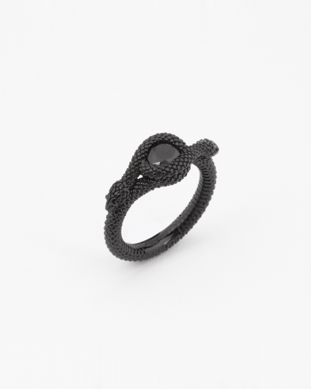 Rings SOLITAIRE BLACK CUBIC ZIRCONIA SNAKE FINE RING NOVE25