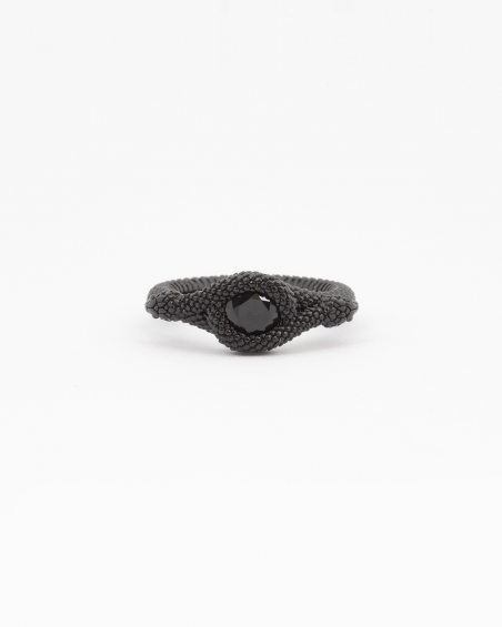 ANILLO SERPIENTE SOLITARIO ZIRCONIA CÚBICA NEGRA