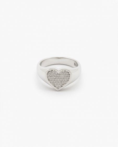 Rings CUBIC ZIRCONIA HEART SHAPED SIGNET RING NOVE25