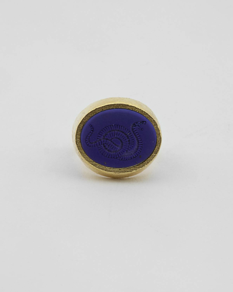 YELLOW GOLD ANTICA ROMA LAPIS SIGNET RING