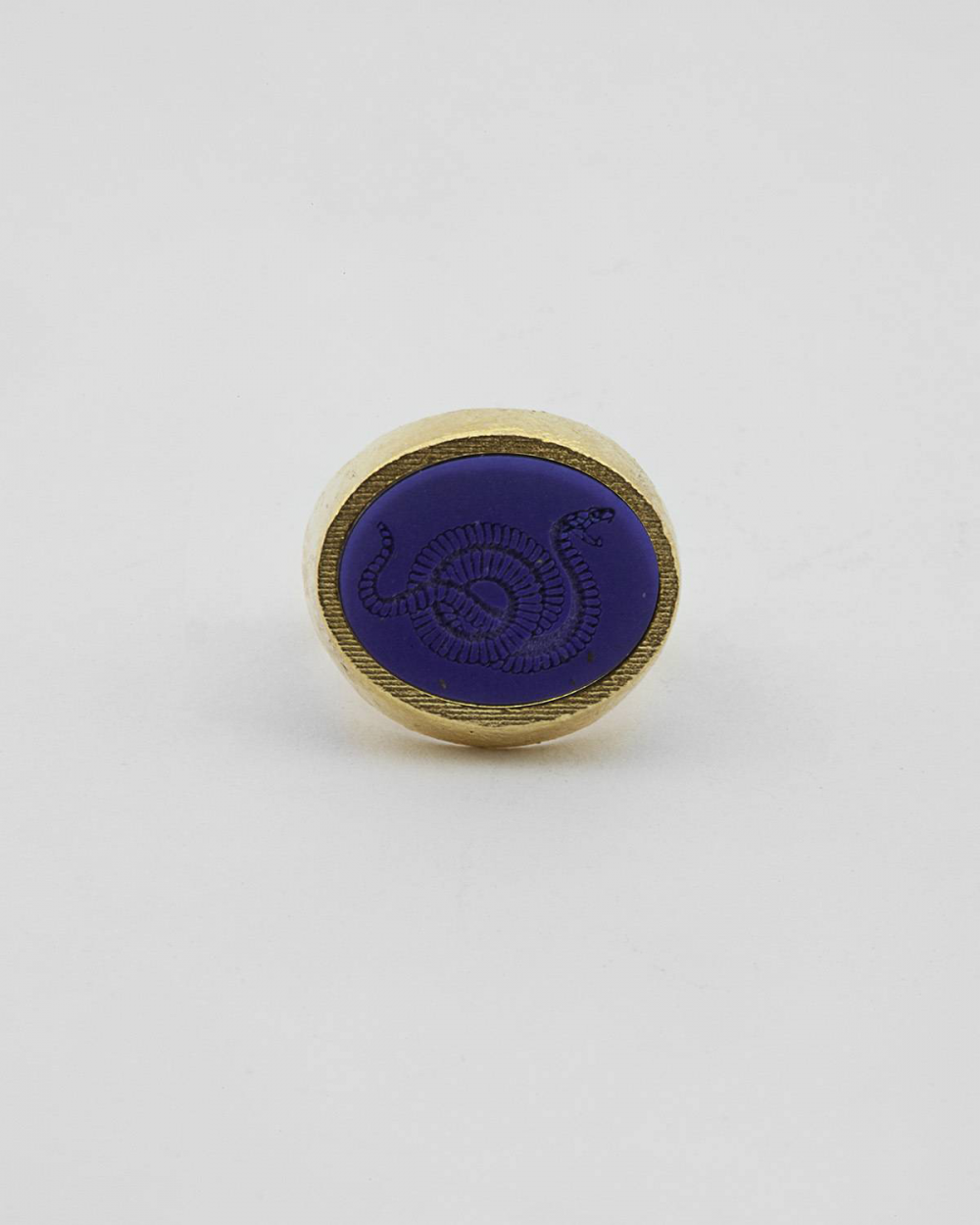 YELLOW GOLD ANTICA ROMA LAPIS SIGNET RING