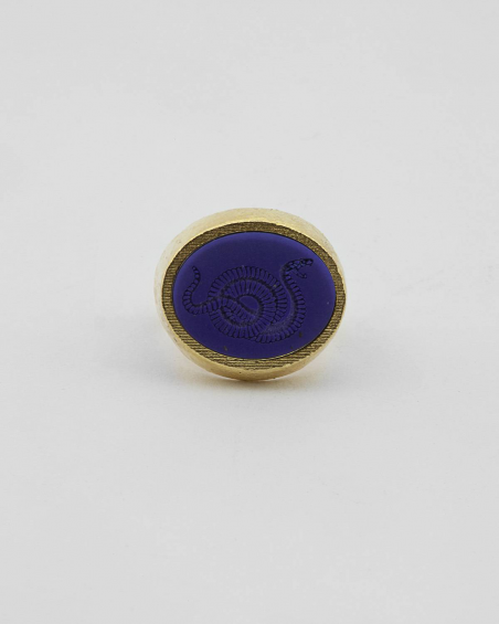 YELLOW GOLD ANTICA ROMA LAPIS SIGNET RING