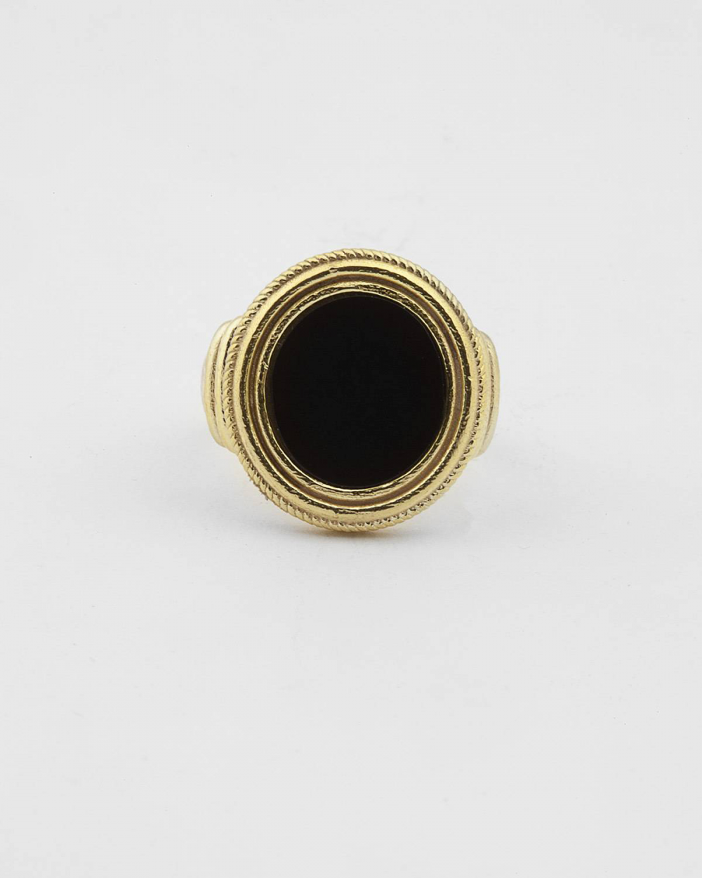 YELLOW GOLD ANTIQUE ROMAN COIN ONYX SIGNET RING