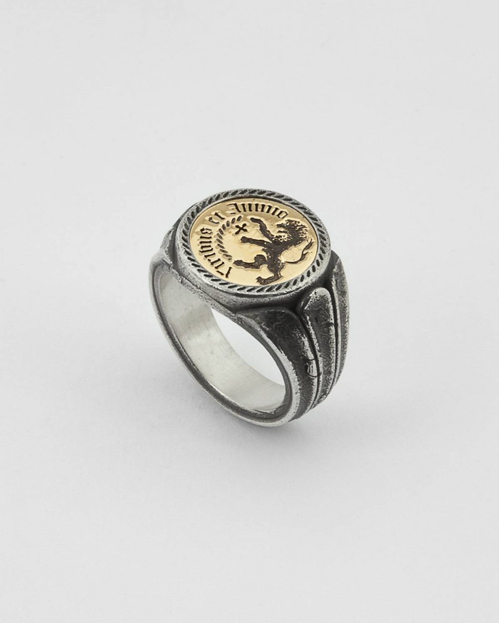 SILVER VIRIBUS ET ANIMO BRONZE SIGNET RING