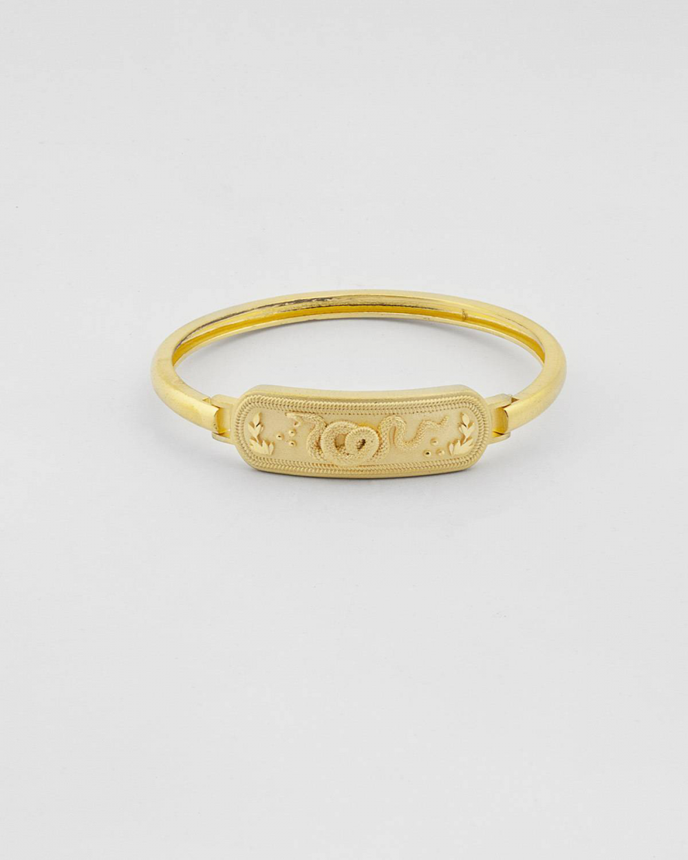 YELLOW GOLD ANTIQUE HANDCUFF SNAKE BRACELET