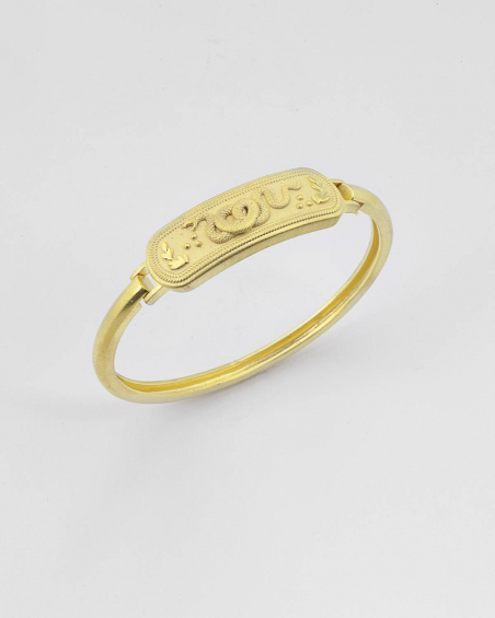 YELLOW GOLD ANTIQUE HANDCUFF SNAKE BRACELET