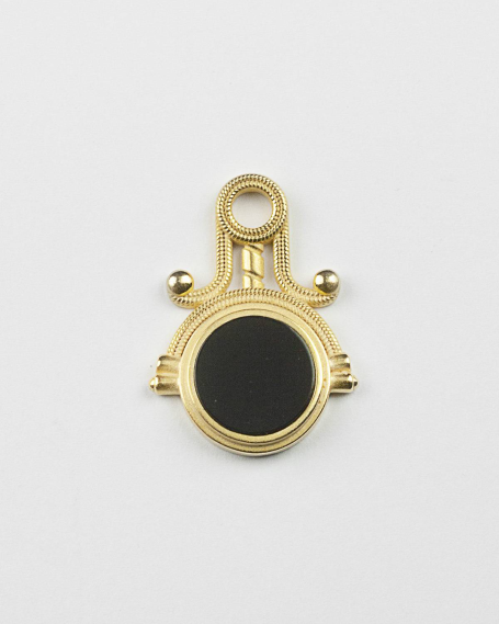 YELLOW GOLD ANTIQUE ROMAN COIN ONYX PENDANT