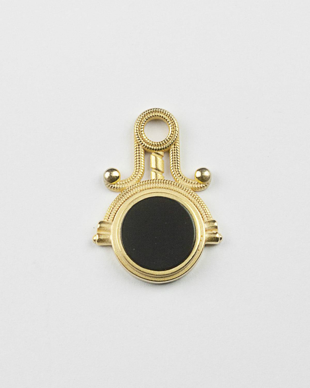 YELLOW GOLD ANTIQUE ROMAN COIN ONYX PENDANT