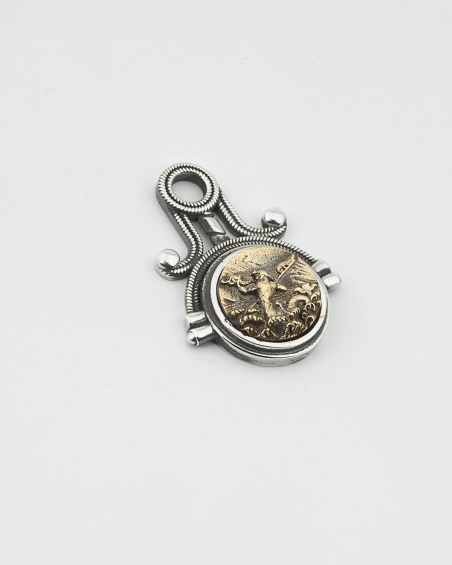 SILVER ANTIQUE ROMAN COIN BRONZE PENDANT