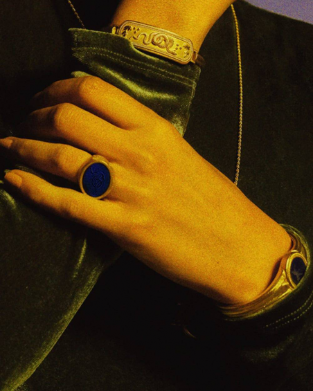 Home YELLOW GOLD ANTICA ROMA LAPIS SIGNET RING NOVE25