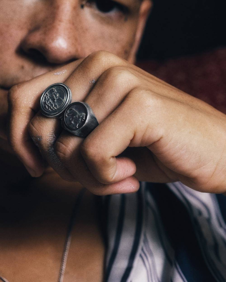 SILVER ANTIQUE ROMAN COIN BRONZE SIGNET RING 2
