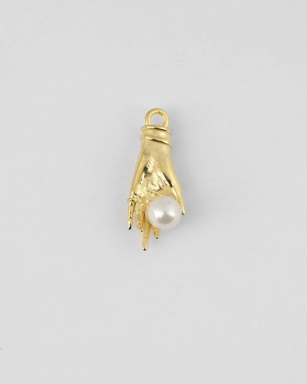 YELLOW GOLD HAND WITH PEARL PENDANT