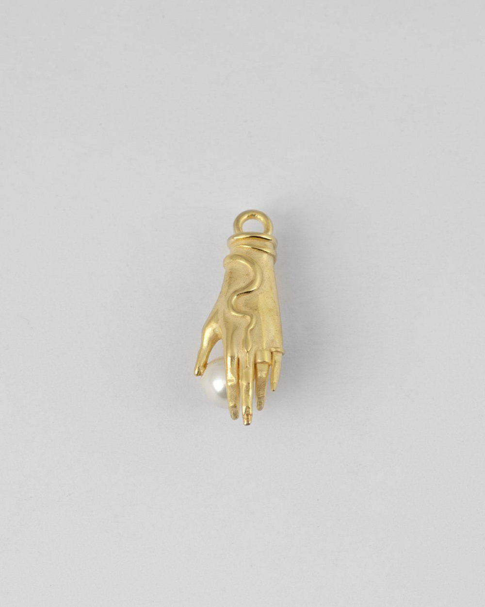 YELLOW GOLD HAND WITH PEARL PENDANT