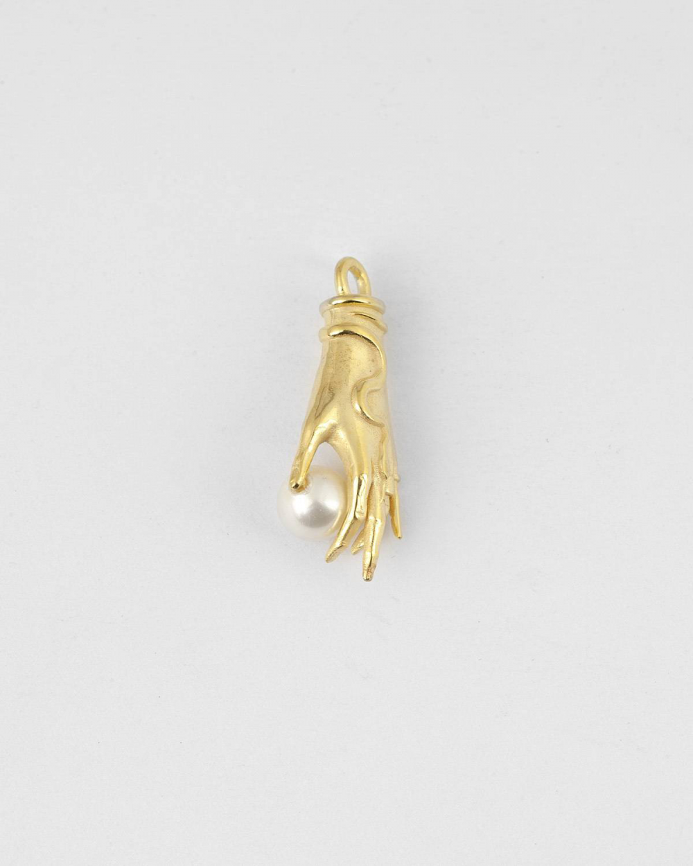 YELLOW GOLD HAND WITH PEARL PENDANT