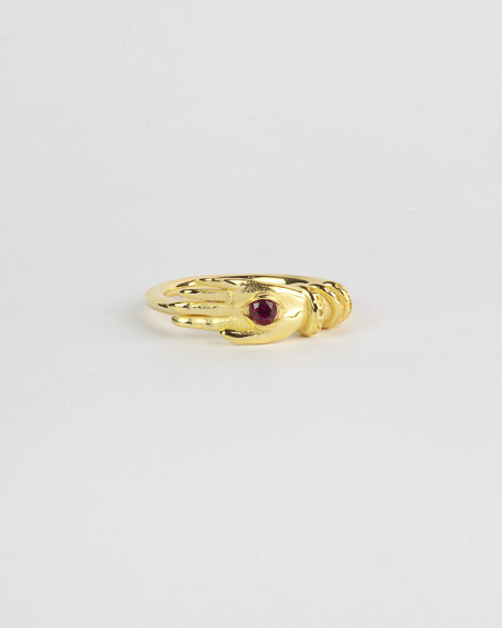 Rings YELLOW GOLD TALISMAN FINE RING WITH RED SPINEL EYE NOVE25