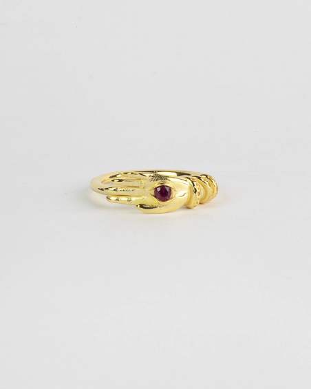Rings YELLOW GOLD TALISMAN FINE RING WITH RED SPINEL EYE NOVE25