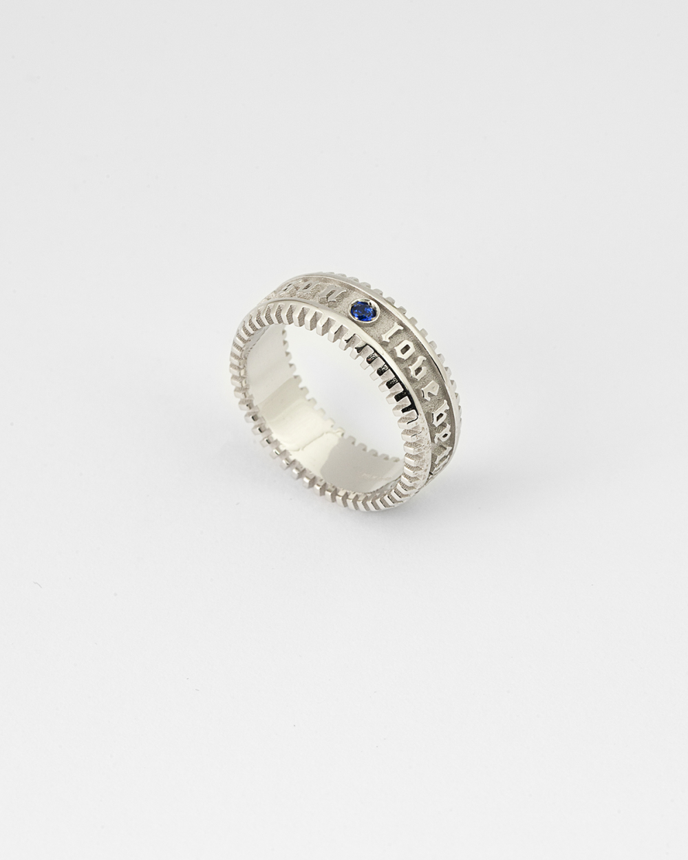 SILVER THE FORTUNE BAND RING WITH BLU...
