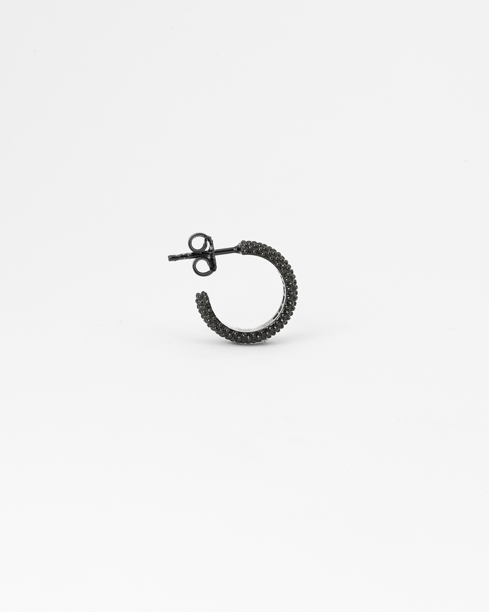 TOTAL BLACK DOTTED SMALL HOOP SINGLE EARRING