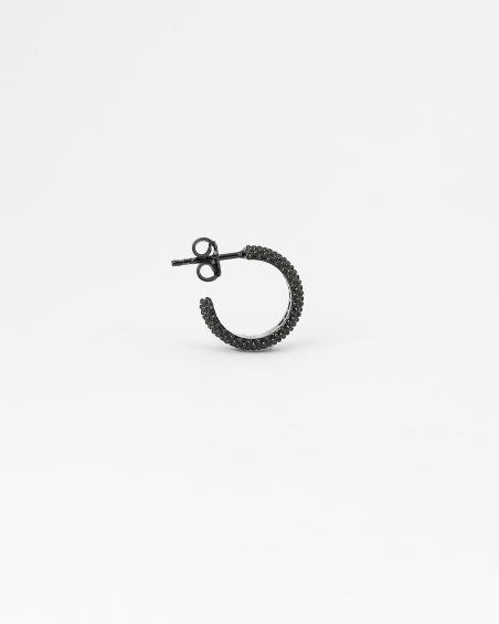 TOTAL BLACK DOTTED SMALL HOOP SINGLE EARRING
