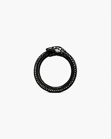 ANILLO SERPIENTE UROBORO RODIO NEGRO