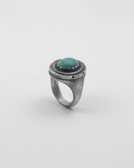 OVAL TURQUOISE SHIELD SIGNET RING