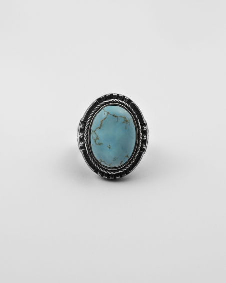 HOWLITE LOTUS SIGNET RING