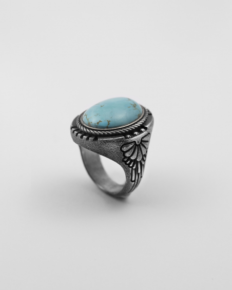 HOWLITE LOTUS SIGNET RING