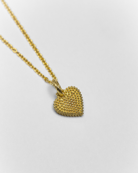 DOTTED HEART CHARM PENDANT / POLISHED YELLOW GOLD