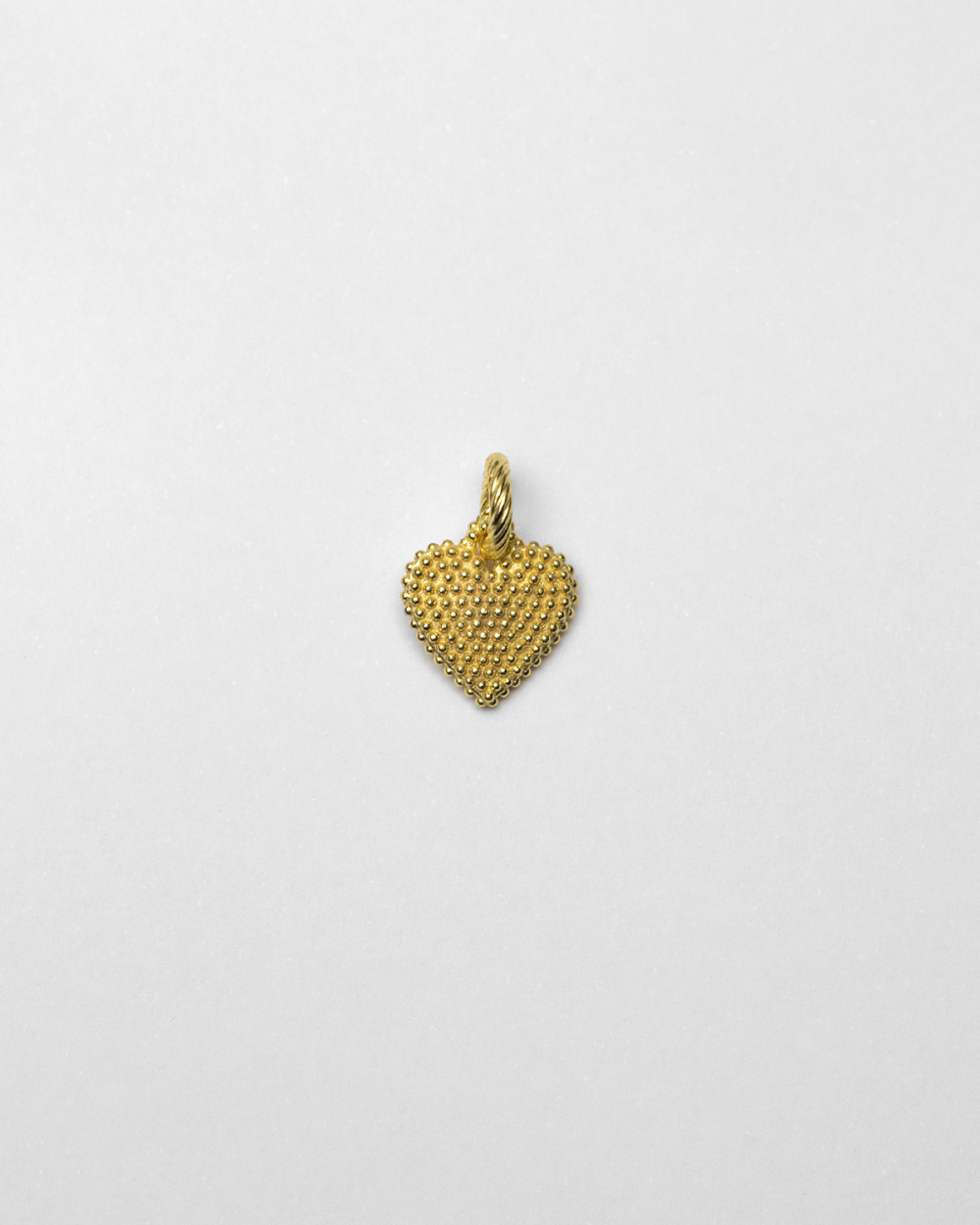 DOTTED HEART CHARM PENDANT / POLISHED YELLOW GOLD