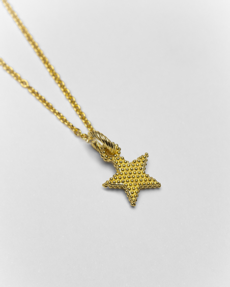 DOTTED STAR CHARM PENDANT / POLISHED YELLOW GOLD