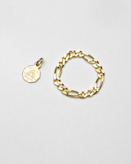 3+1 CURB CHAIN RING / POLISHED YELLOW GOLD PLATED